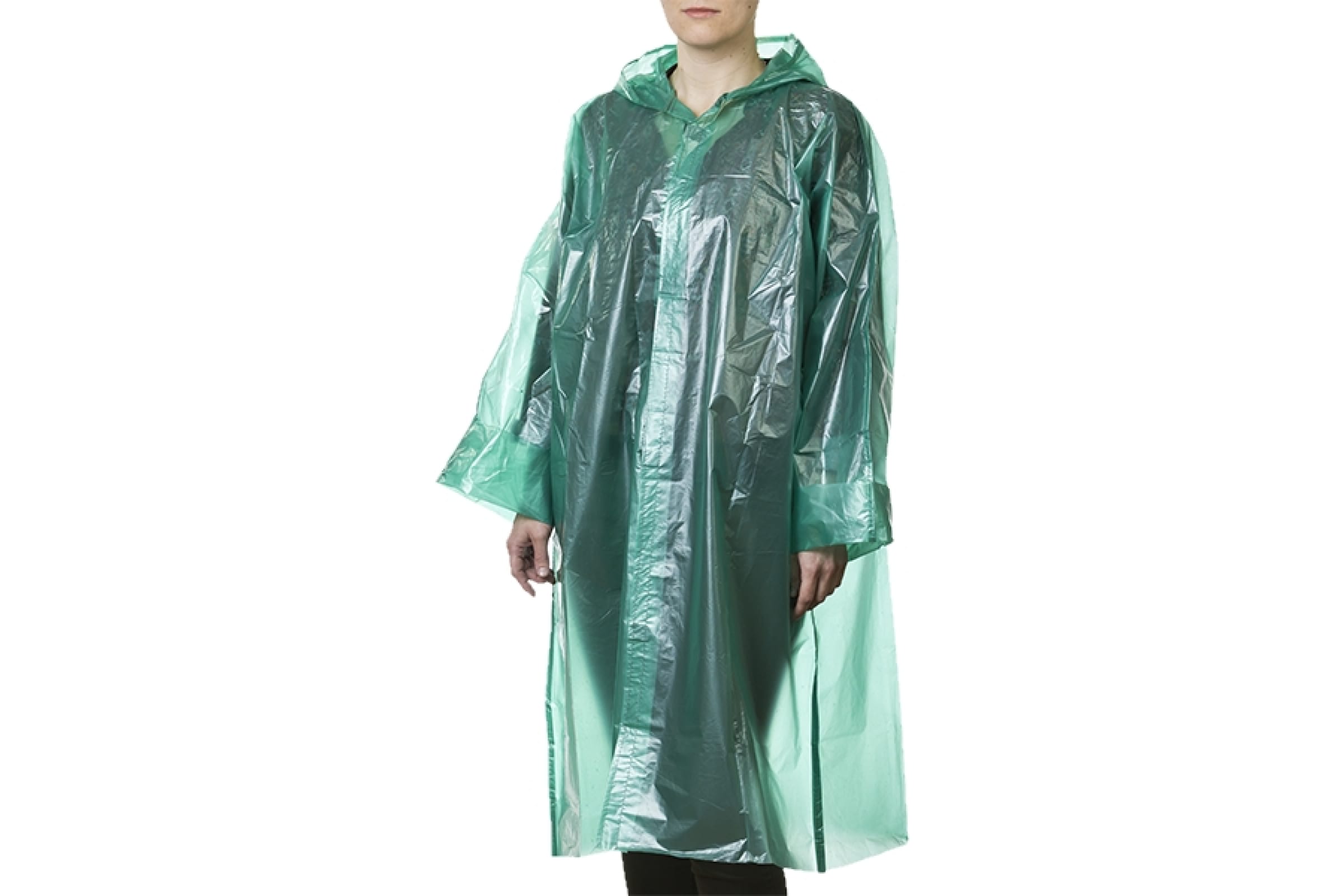 Плащ-дождевик STAYER 11610, полиэтиленовый, зеленый цвет, универсальный размер S-XL